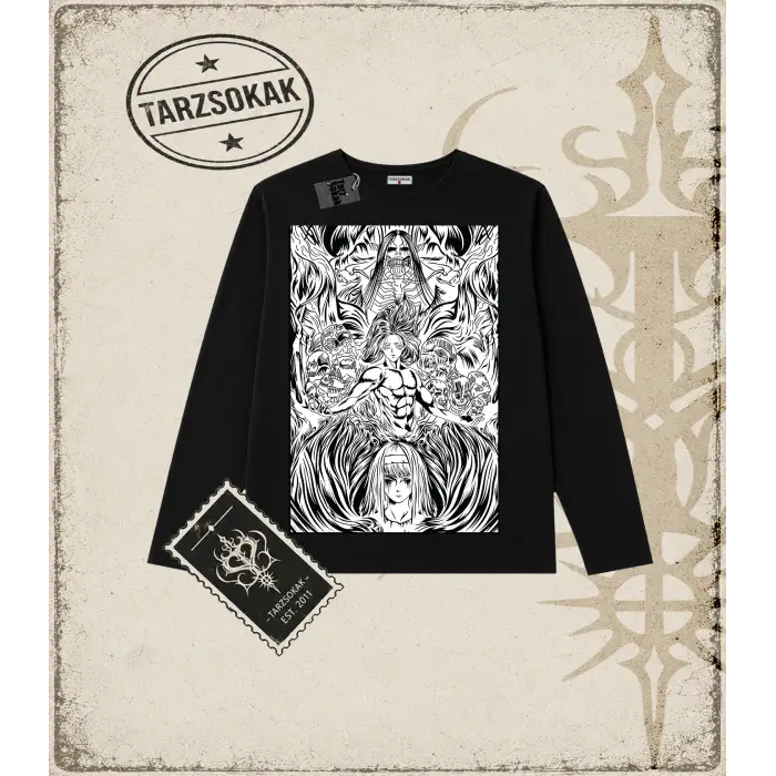 Attack On Titan Anime Baskılı Long Sleeve
