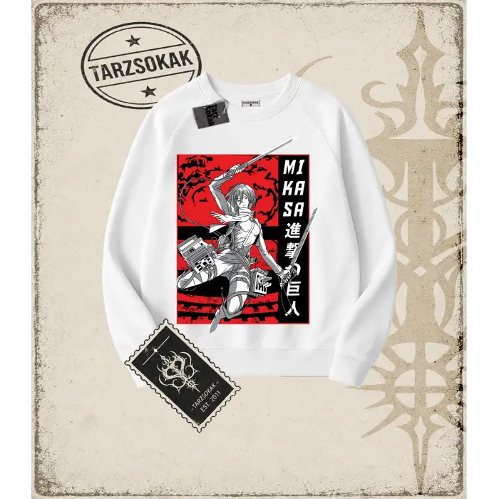 Attack On Titan Anime Baskılı Oversize Unisex Bisiklet Yaka Sweatshirt