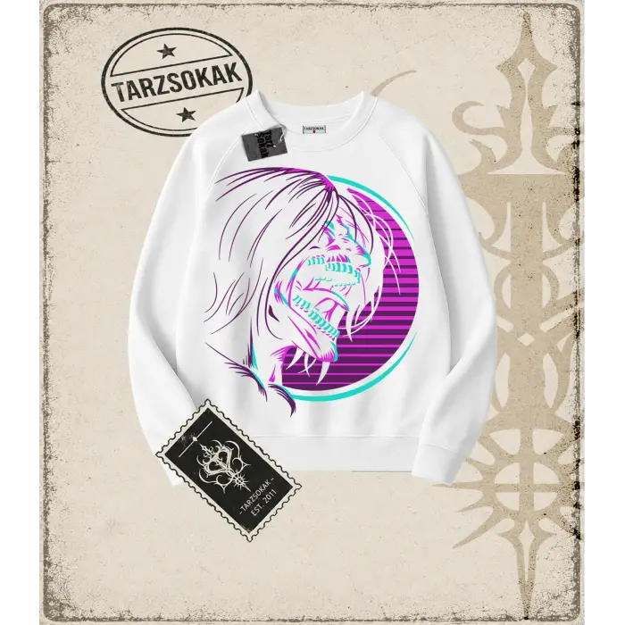 Attack On Titan Anime Baskılı Oversize Unisex Bisiklet Yaka Sweatshirt