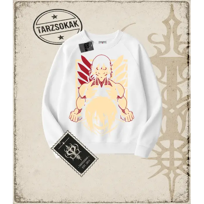 Attack On Titan Anime Baskılı Oversize Unisex Bisiklet Yaka Sweatshirt