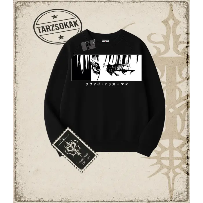 Attack On Titan Anime Baskılı Oversize Unisex Bisiklet Yaka Sweatshirt