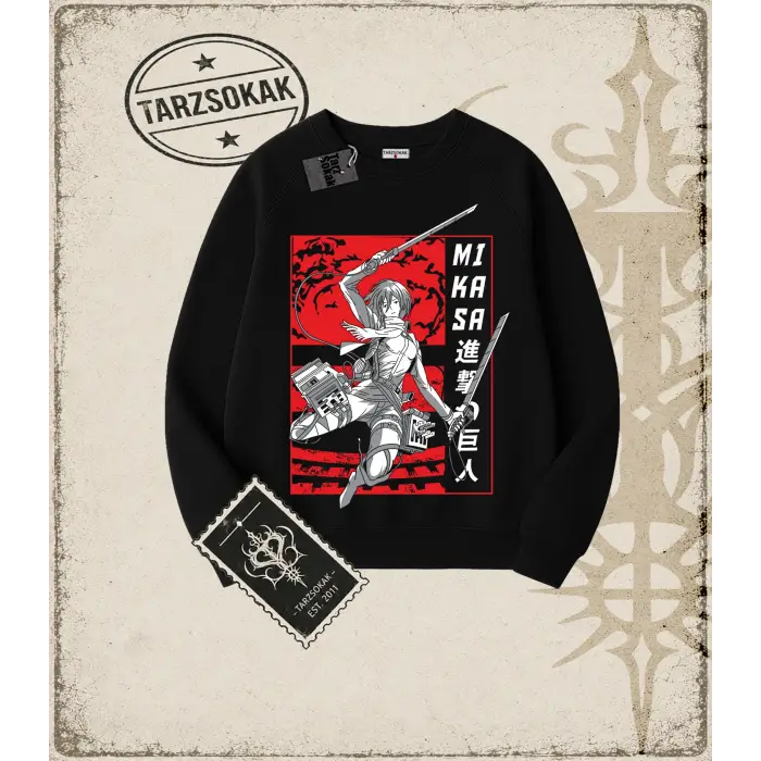 Attack On Titan Anime Baskılı Oversize Unisex Bisiklet Yaka Sweatshirt