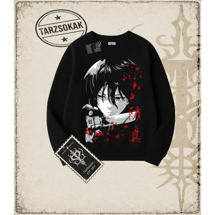 Attack On Titan Anime Baskılı Oversize Unisex Bisiklet Yaka Sweatshirt