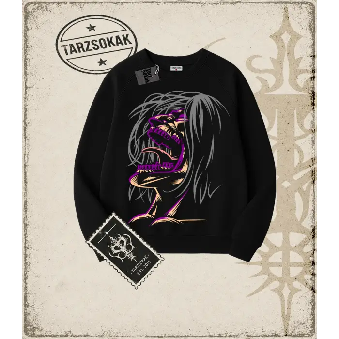 Attack On Titan Anime Baskılı Oversize Unisex Bisiklet Yaka Sweatshirt