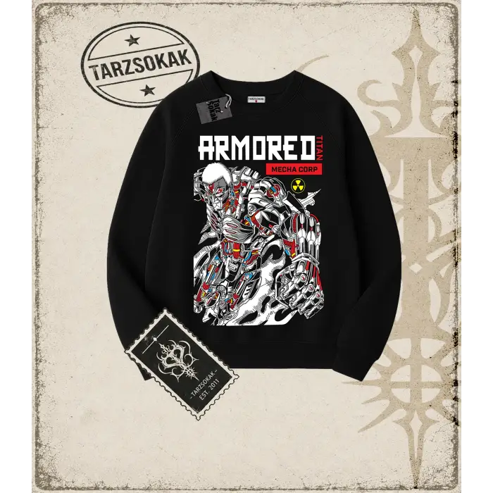 Attack On Titan Anime Baskılı Oversize Unisex Bisiklet Yaka Sweatshirt