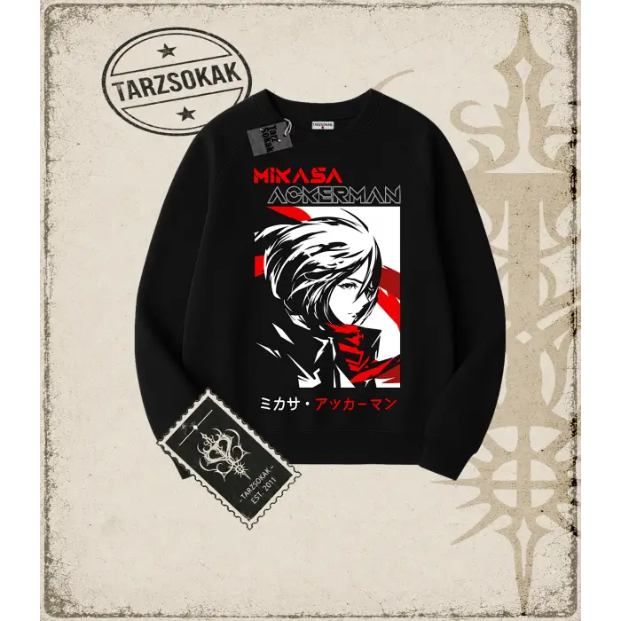 Attack On Titan Anime Baskılı Oversize Unisex Bisiklet Yaka Sweatshirt