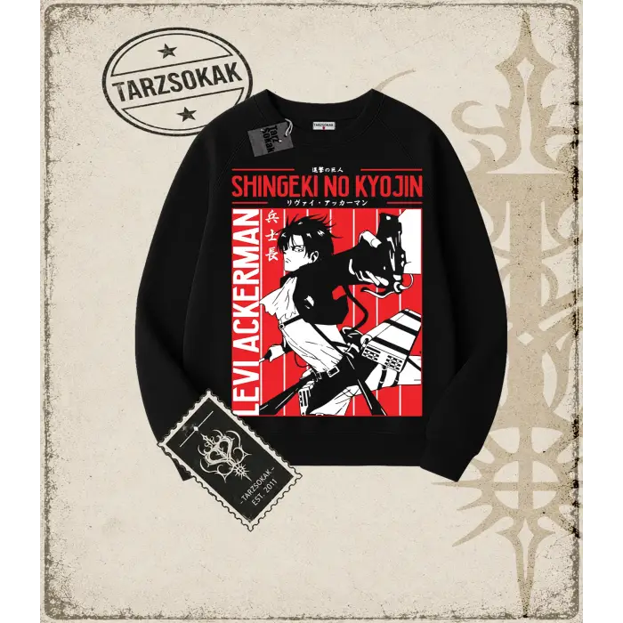 Attack On Titan Anime Baskılı Oversize Unisex Bisiklet Yaka Sweatshirt