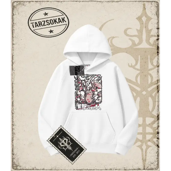 Attack On Titan Anime Baskılı Oversize Unisex Kapşonlu Sweatshirt