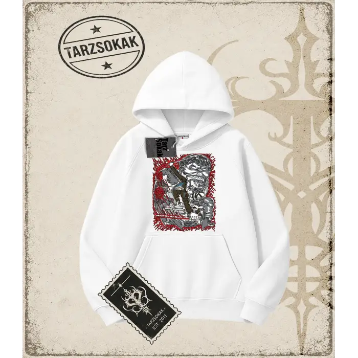 Attack On Titan Anime Baskılı Oversize Unisex Kapşonlu Sweatshirt