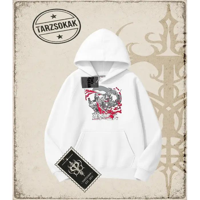 Attack On Titan Anime Baskılı Oversize Unisex Kapşonlu Sweatshirt