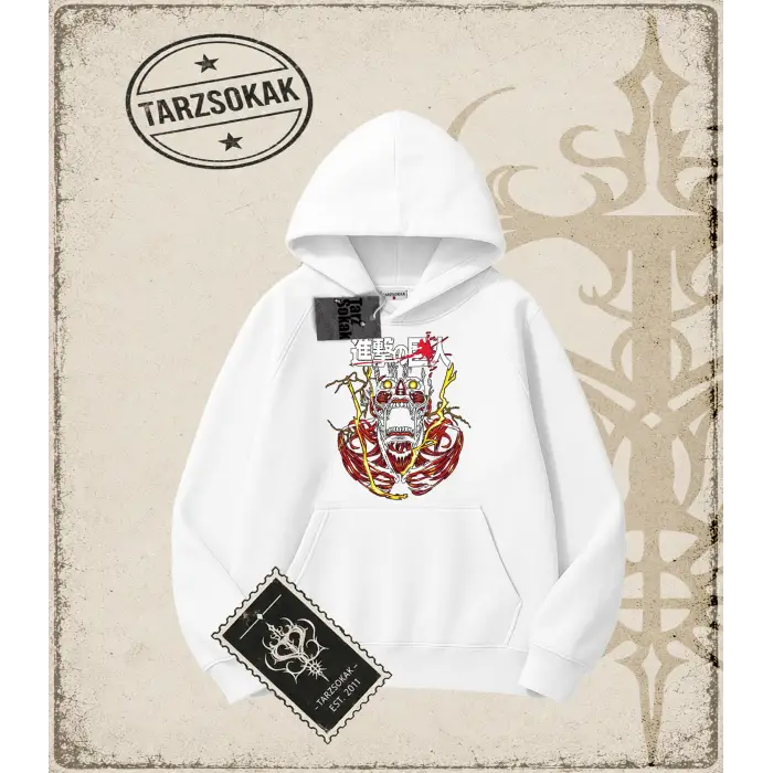 Attack On Titan Anime Baskılı Oversize Unisex Kapşonlu Sweatshirt
