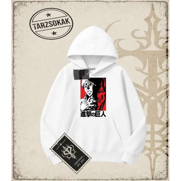 Attack On Titan Anime Baskılı Oversize Unisex Kapşonlu Sweatshirt