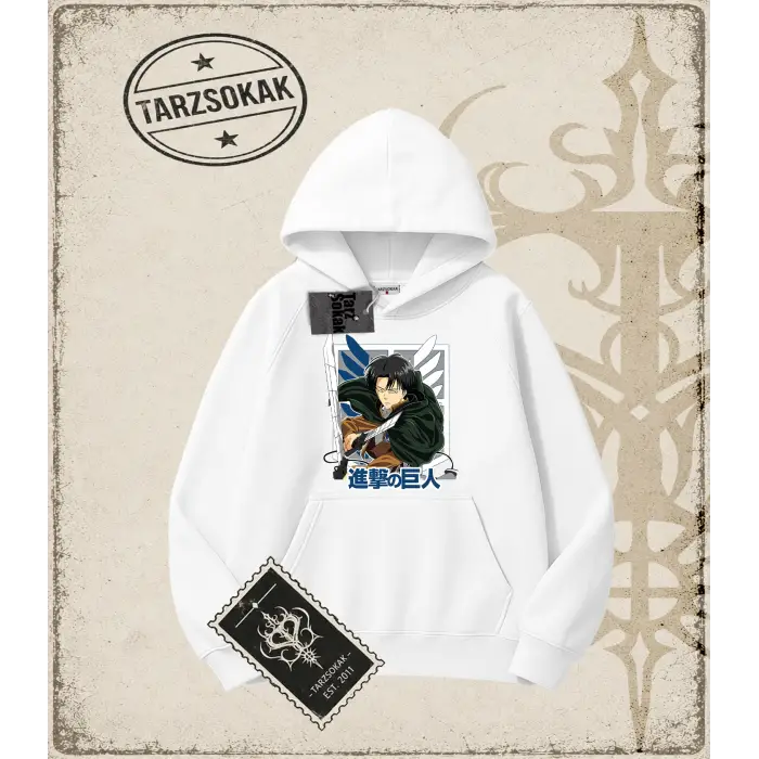 Attack On Titan Anime Baskılı Oversize Unisex Kapşonlu Sweatshirt