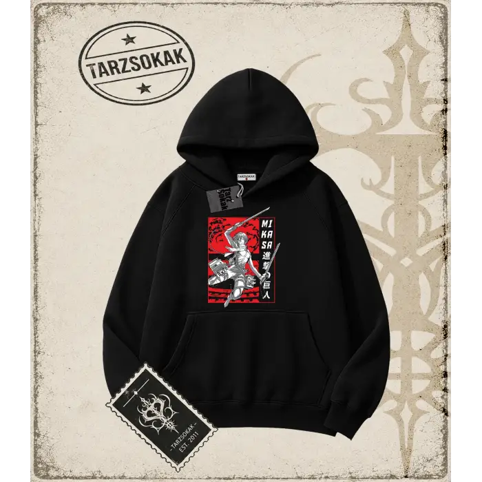 Attack On Titan Anime Baskılı Oversize Unisex Kapşonlu Sweatshirt