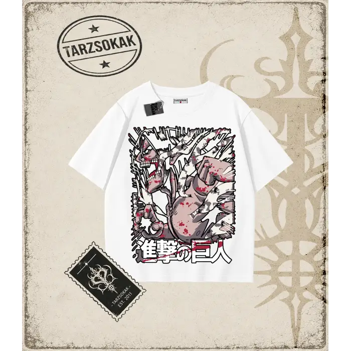 Attack On Titan Anime Baskılı Oversize Unisex Tişört