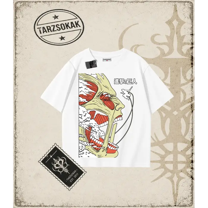 Attack On Titan Anime Baskılı Oversize Unisex Tişört