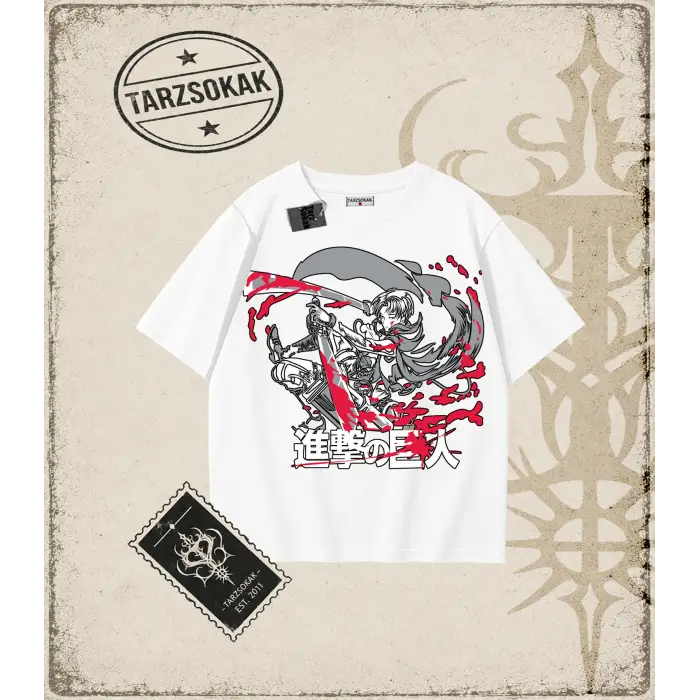 Attack On Titan Anime Baskılı Oversize Unisex Tişört