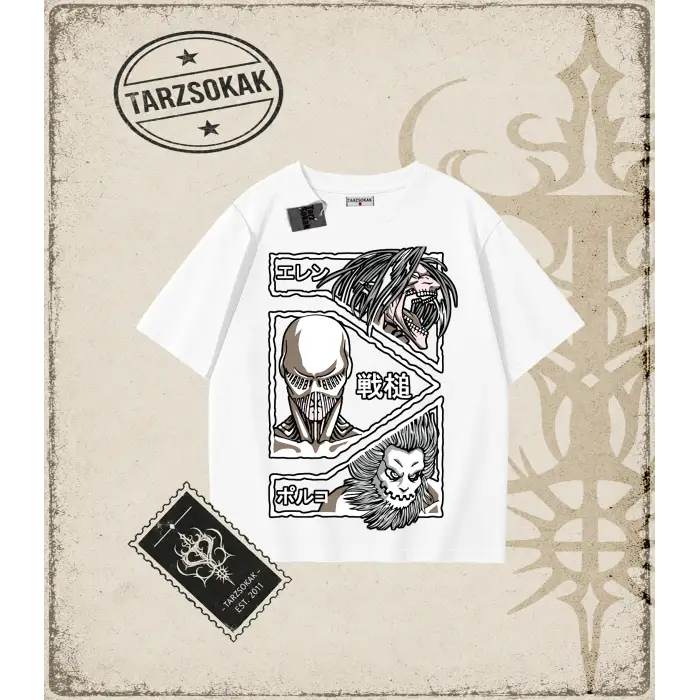 Attack On Titan Anime Baskılı Oversize Unisex Tişört