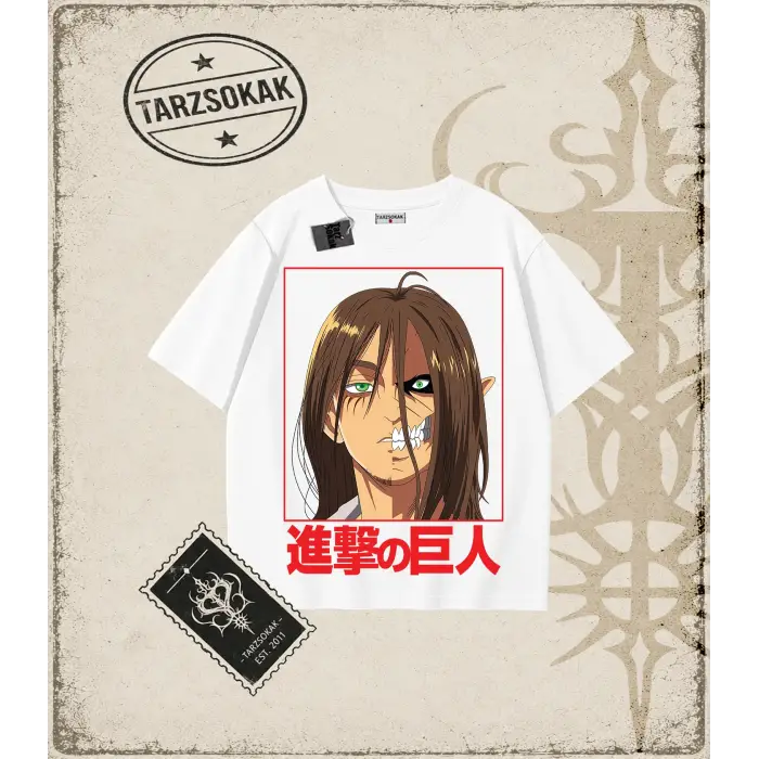 Attack On Titan Anime Baskılı Oversize Unisex Tişört