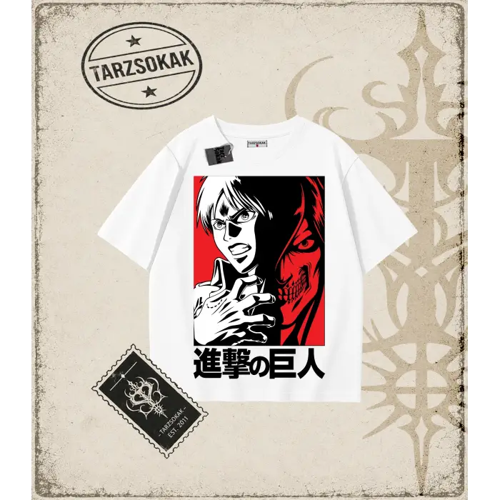 Attack On Titan Anime Baskılı Oversize Unisex Tişört