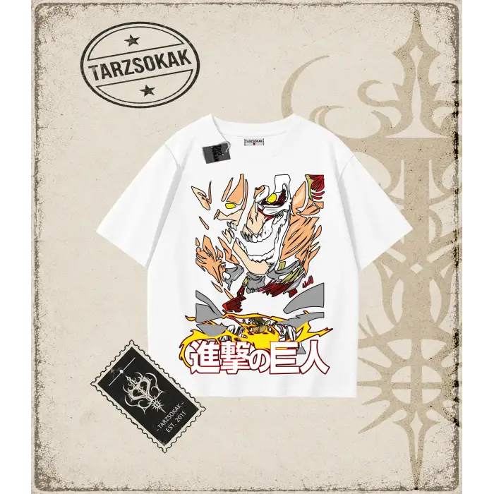 Attack On Titan Anime Baskılı Oversize Unisex Tişört