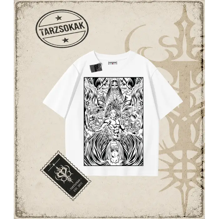 Attack On Titan Anime Baskılı Oversize Unisex Tişört