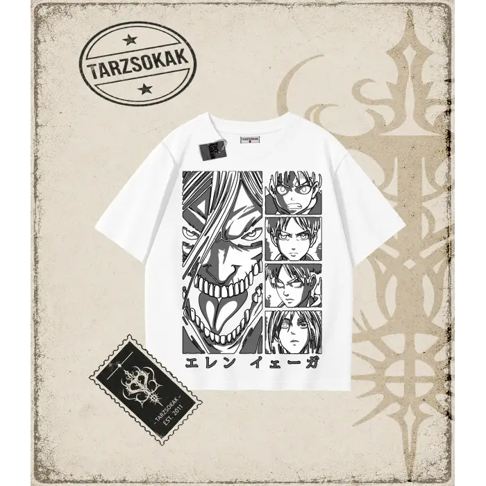 Attack On Titan Anime Baskılı Oversize Unisex Tişört