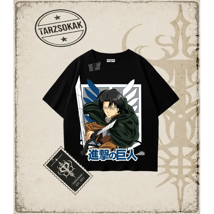 Attack On Titan Anime Baskılı Oversize Unisex Tişört