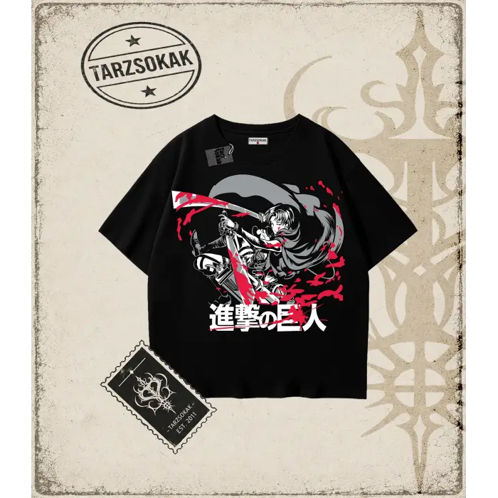 Attack On Titan Anime Baskılı Oversize Unisex Tişört