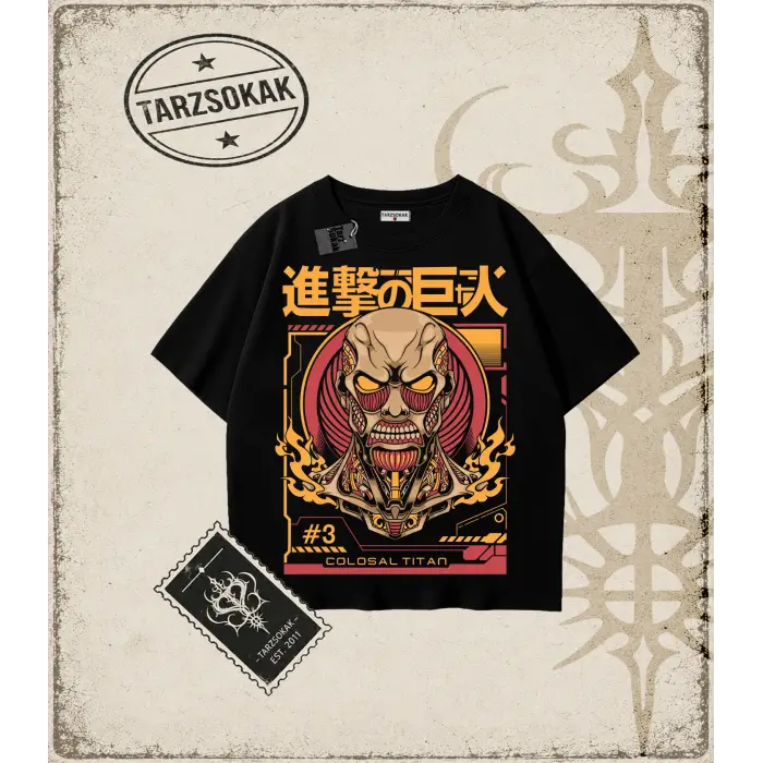 Attack On Titan Anime Baskılı Oversize Unisex Tişört