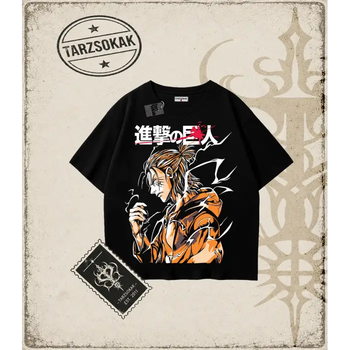 Attack On Titan Anime Baskılı Oversize Unisex Tişört
