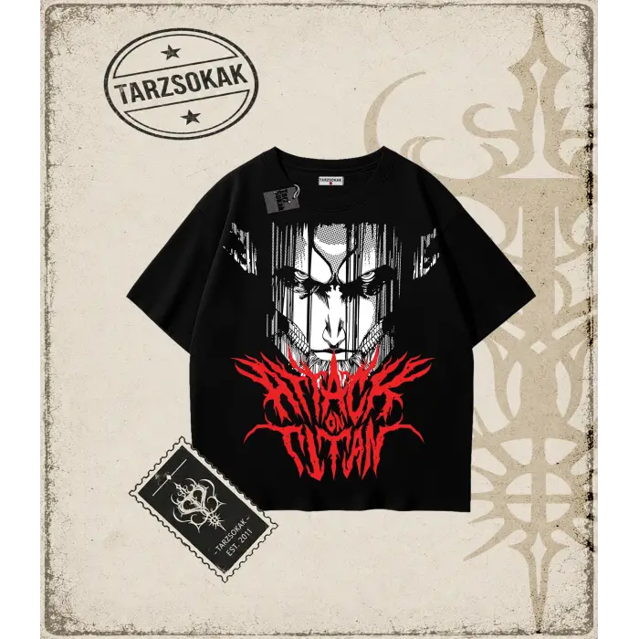 Attack On Titan Anime Baskılı Oversize Unisex Tişört