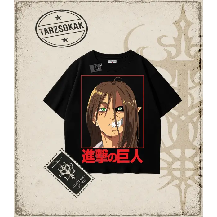 Attack On Titan Anime Baskılı Oversize Unisex Tişört