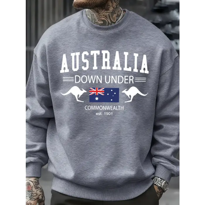 Avustralya Down Under Baskılar Kazaklar Erkekler Sonbahar Tişörtü Moda Rahat Sokak Şıklığı Hi