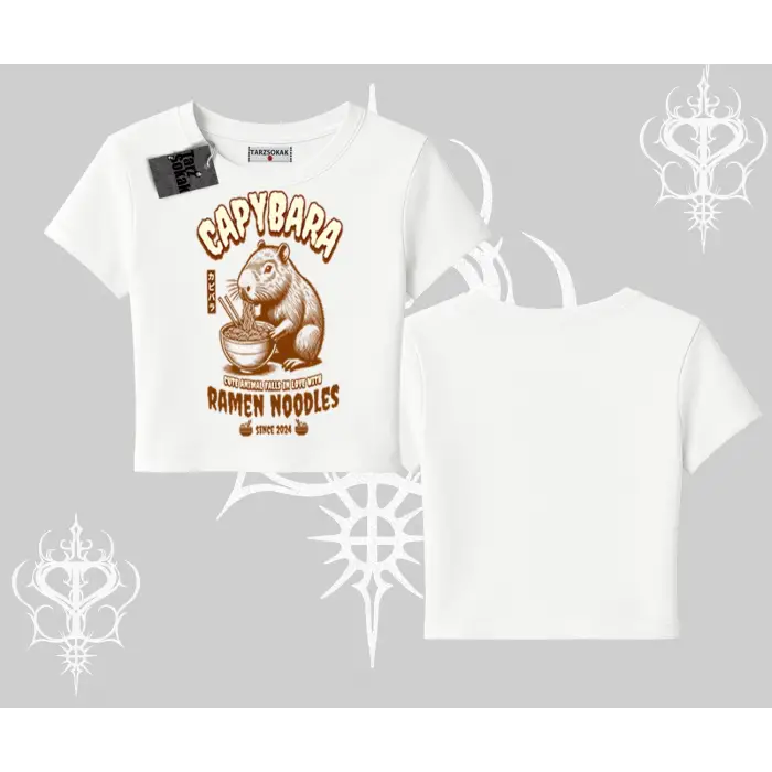 Babby Tee Tshirt Cute Capybara Enjoying Ramen Noodles Artwork