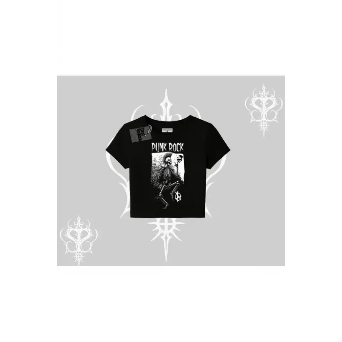 Babby Tee Tshirt Punk Rock Chaos Skeleton Riot