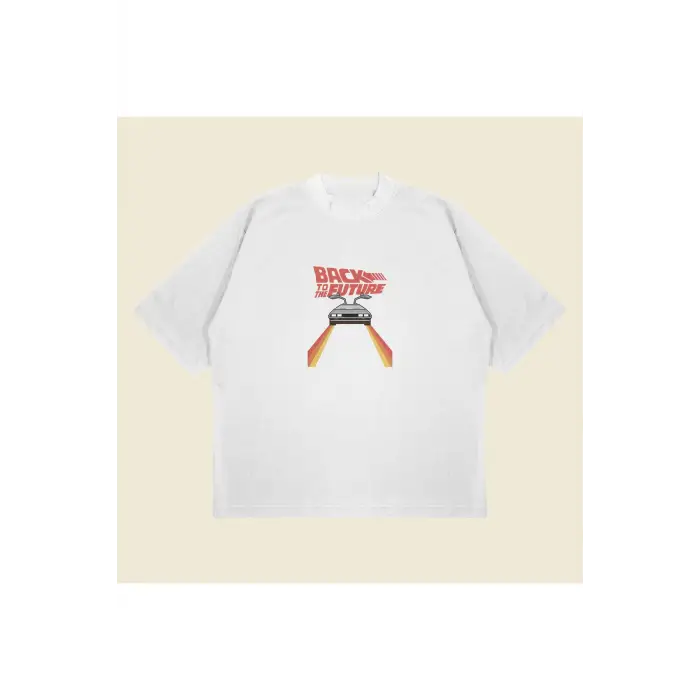 Back To The Future Baskılı Oversize Unisex Pamuklu Nefes Alan Kalın Kumaşlı