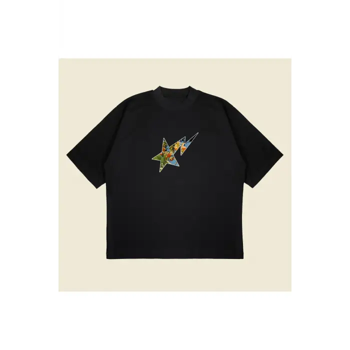 Bathing Ape Mandarin Baskılı Oversize Unisex Pamuklu Nefes Alan Kalın Kumaşlı