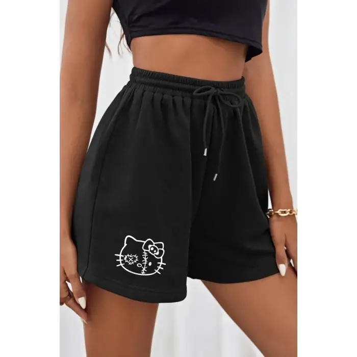 Bay Hello Kitty Baskılı Siyah Kadın Regular fit