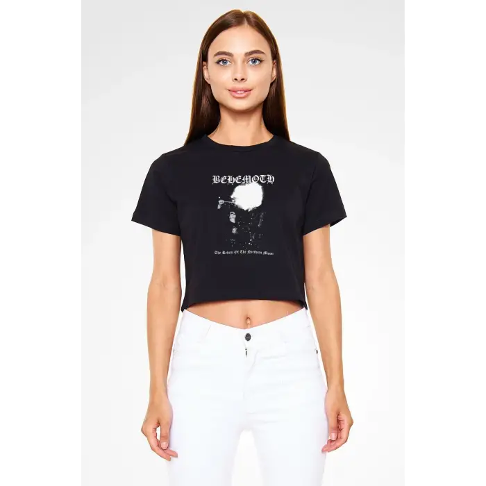 Behemoth Siyah Crop Top Tişört