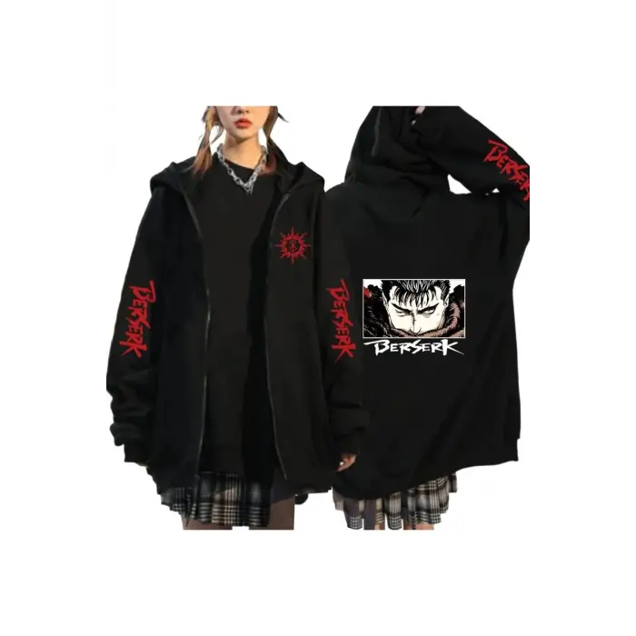 Berserk Anime Fermuarlı Hoodie Model 101 12284