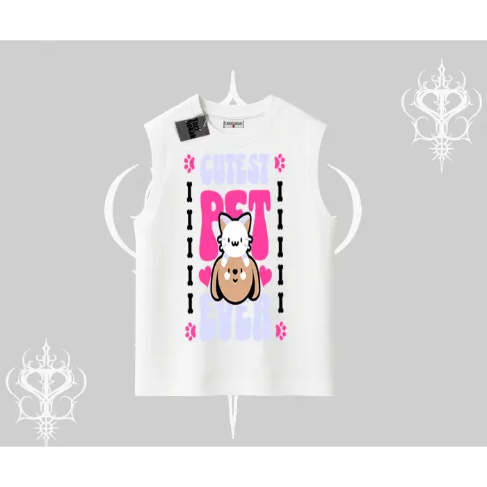 Best Pet Ever Baskılı Kolsuz Tshirt