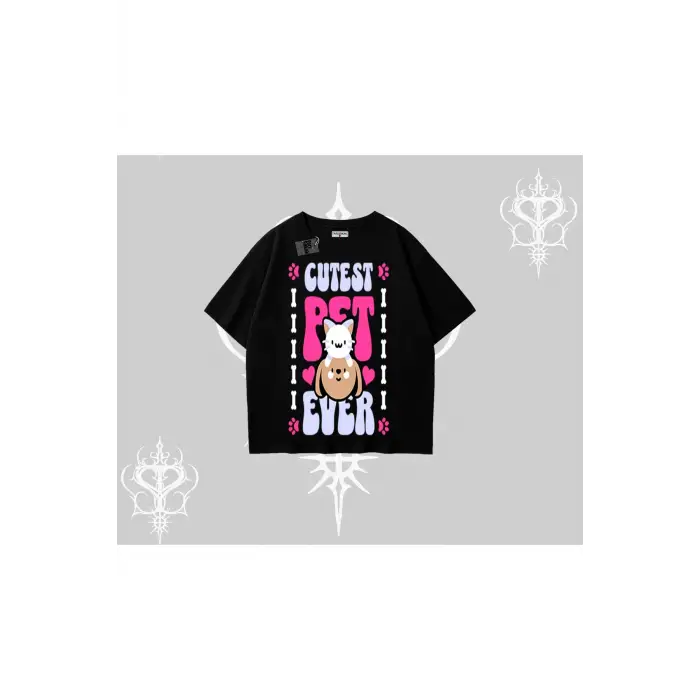 Best Pet Ever Baskılı Oversize Tshirt