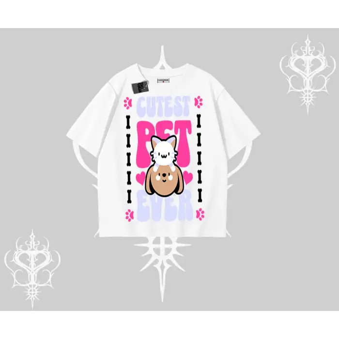 Best Pet Ever Baskılı Oversize Tshirt