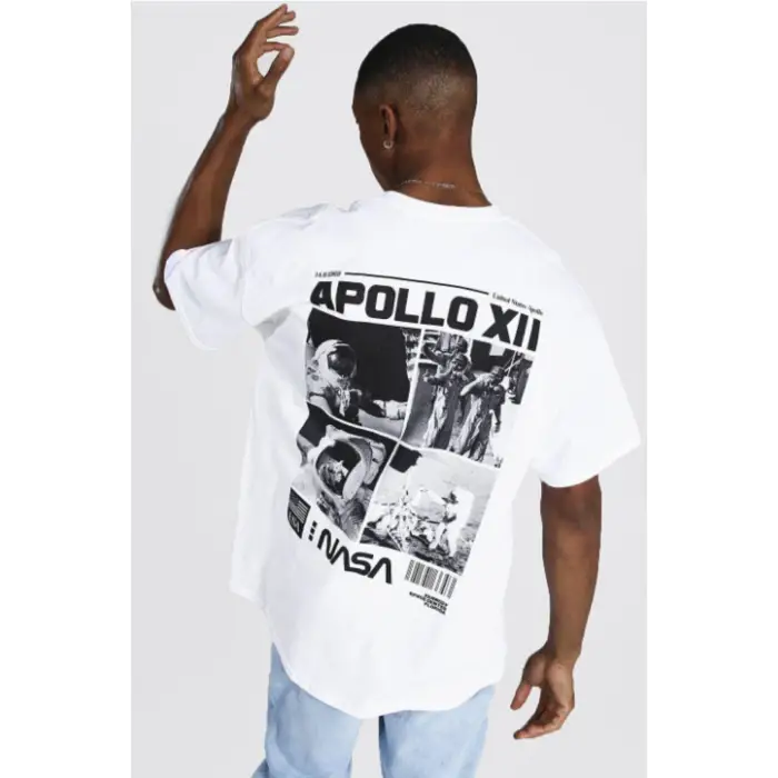 Beyaz Apollo Xıı Baskılı Oversize Tişört