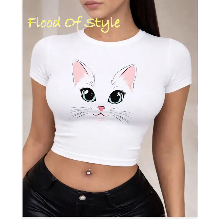 Beyaz Babby Tee kedi Özel tasarım