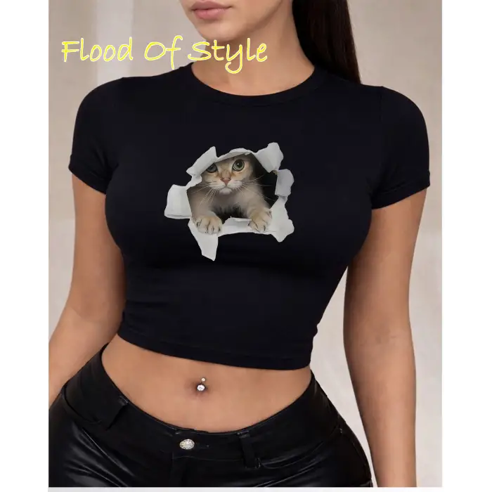 Beyaz Babby Tee kedi Özel tasarım