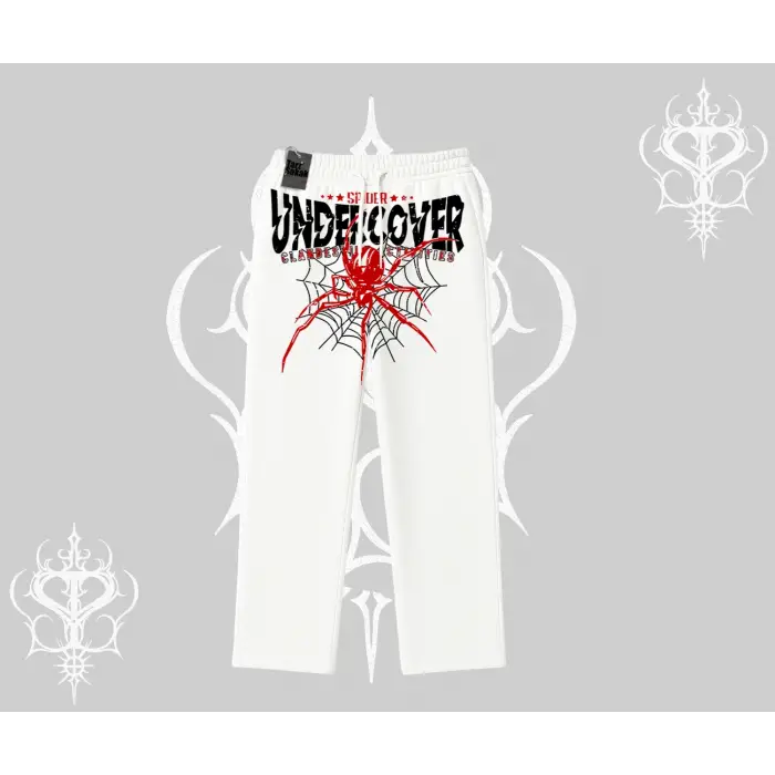 Beyaz Baggy Eşofman Altı Spider Undercover