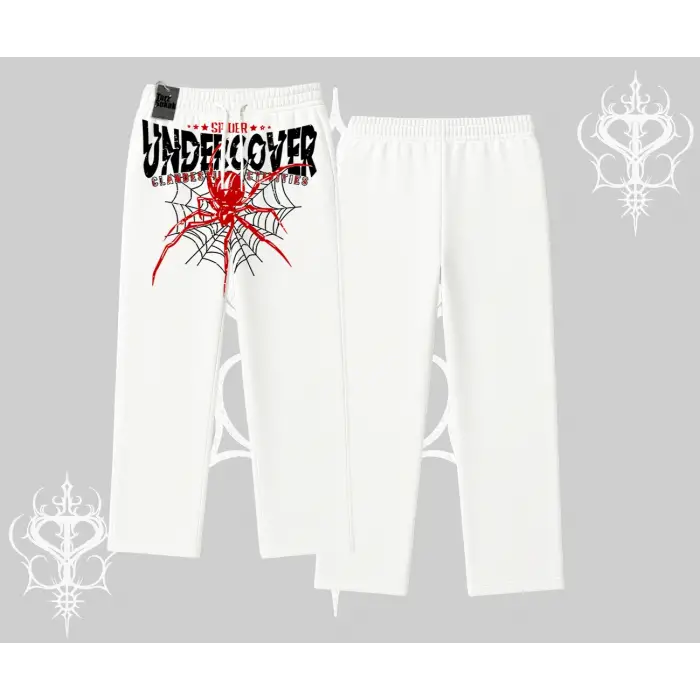 Beyaz Baggy Eşofman Altı Spider Undercover