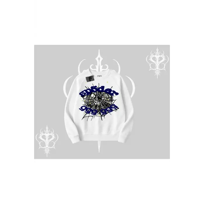 Beyaz Biskilet Yaka Sweatshirt Sp55der